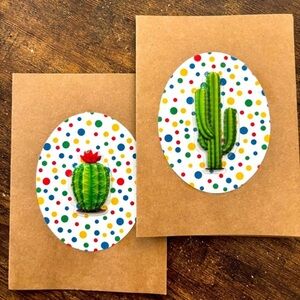 2 Handmade 3D Cactus Cards with Envelopes, NWT